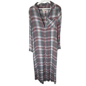 Treasure & Bond Plaid Shirt Dress Small Long Button Down Tunic